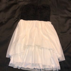 Black and White Strapless Dress